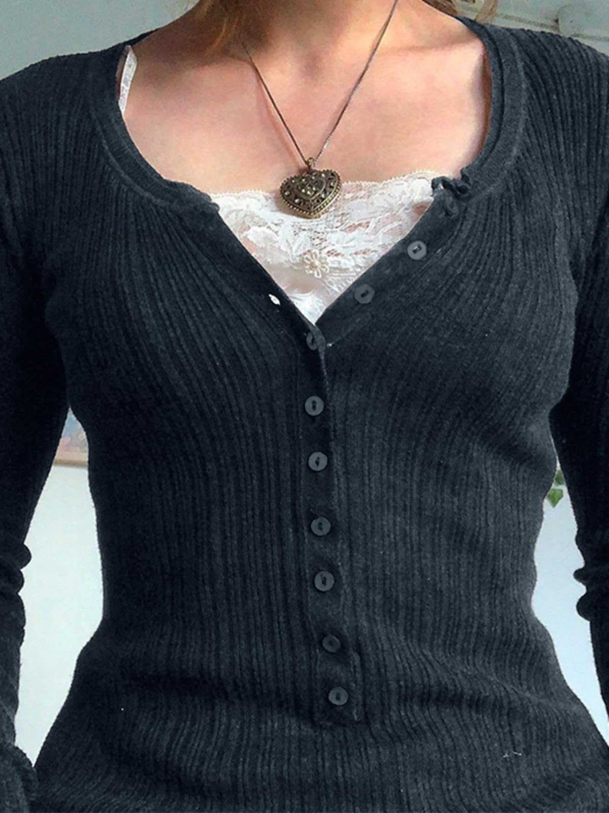 Womens Y2K Henley Long Sleeve