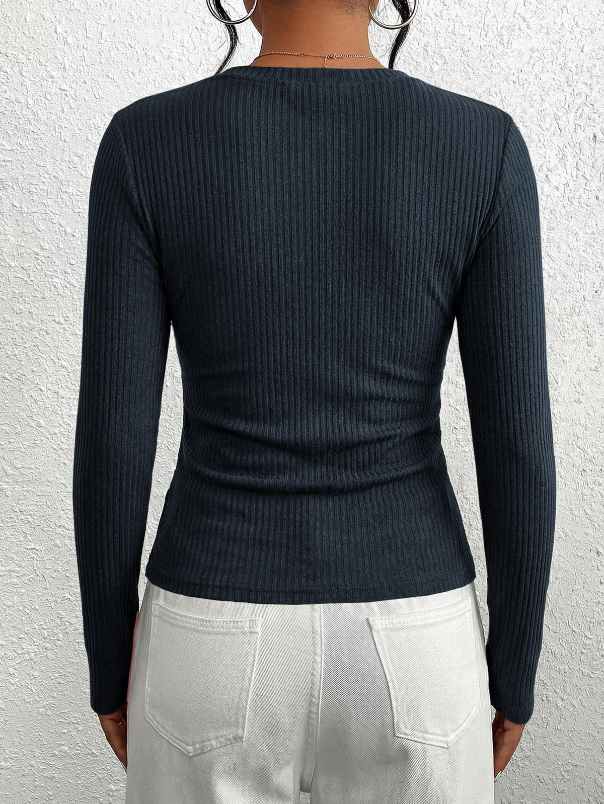 Womens Y2K Henley Long Sleeve