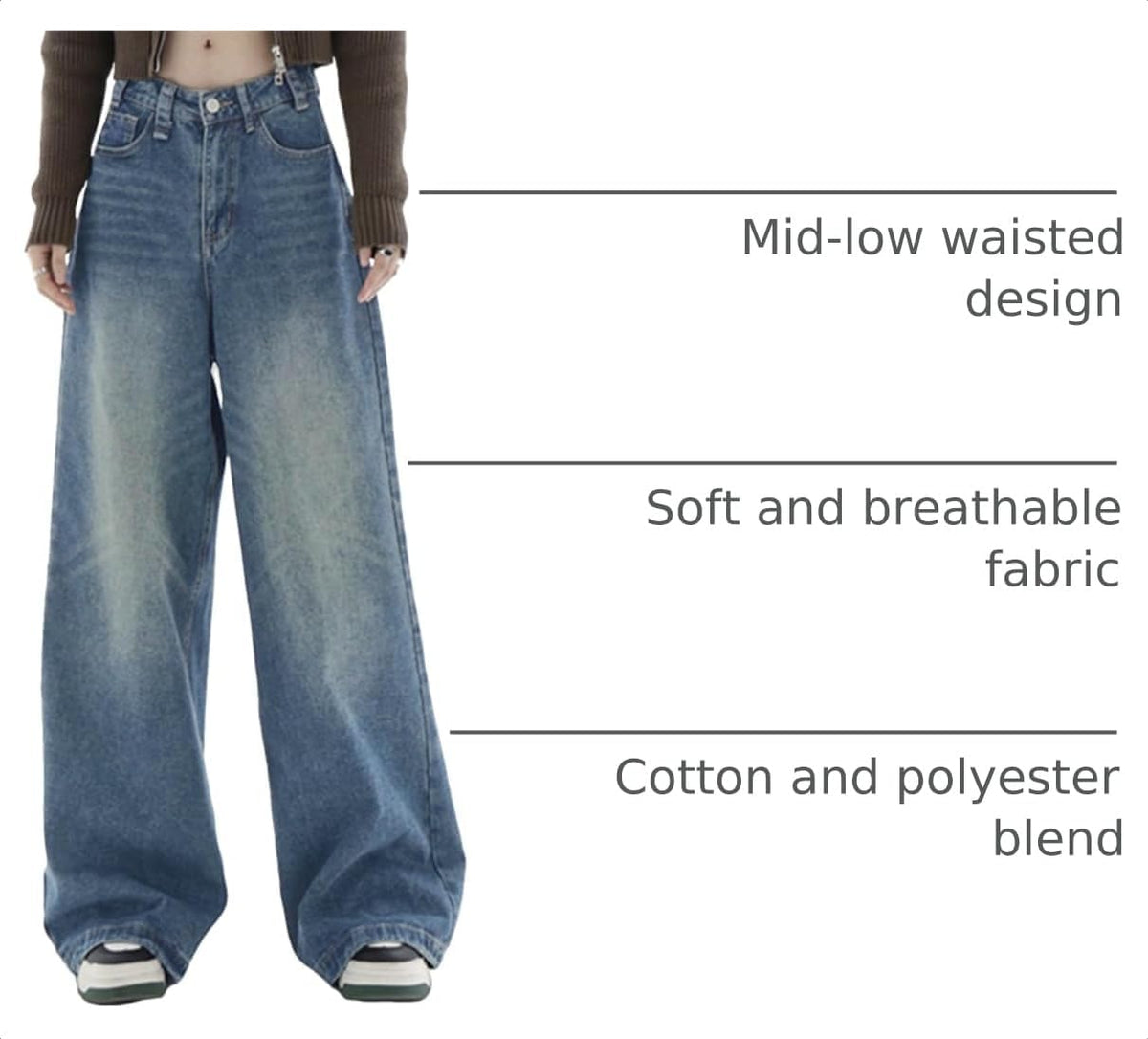 EMMIOL Baggy Jeans for Women High Waisted Womens Wide Leg Jeans Plus Size
