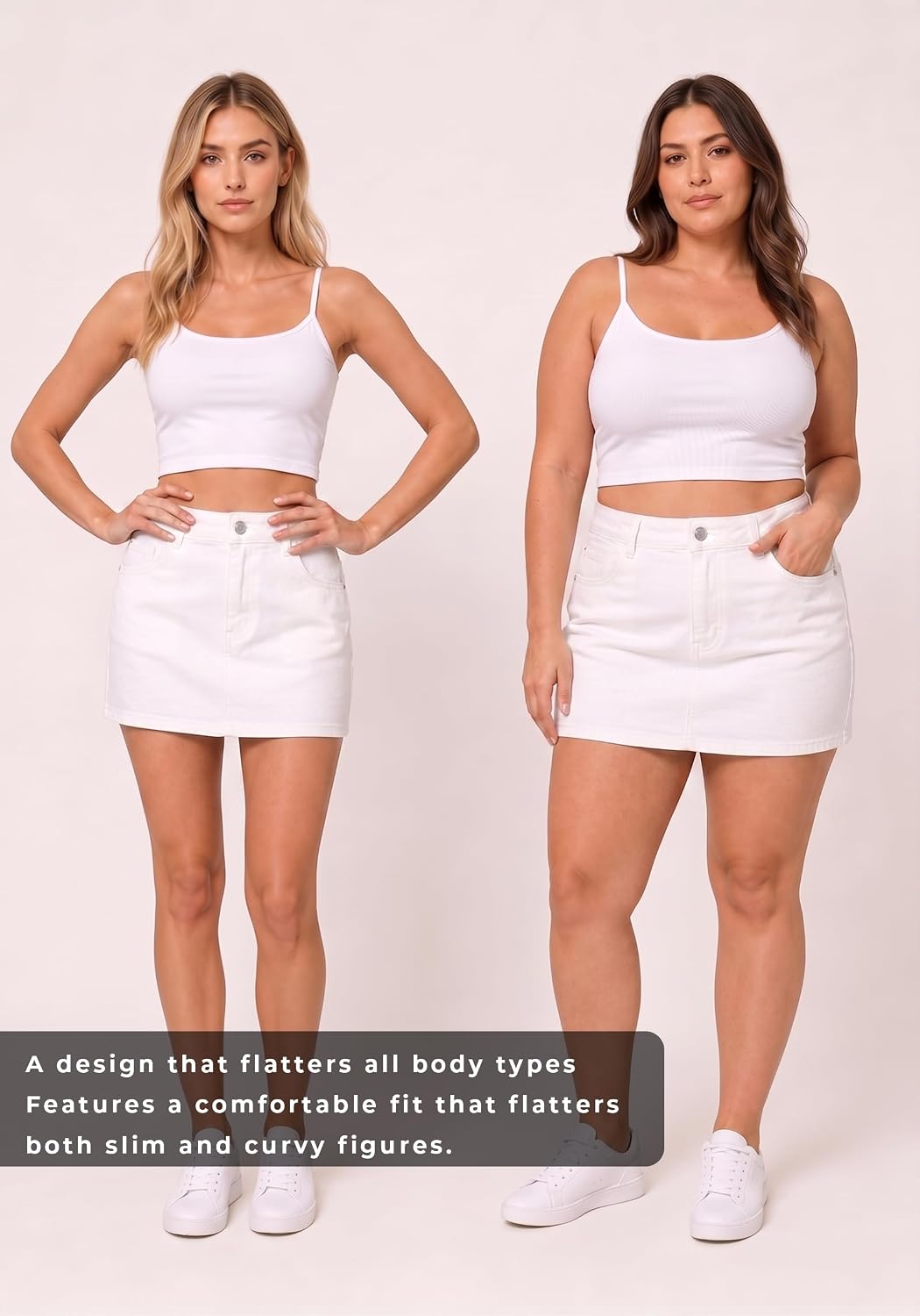 EMMIOL Women Denim Skort Skirt Stretchy Mid Waist Y2K Sexy Mini Skirts | Dressy Casual Jean Skorts with Undershorts Trendy Fall Dating Clothes