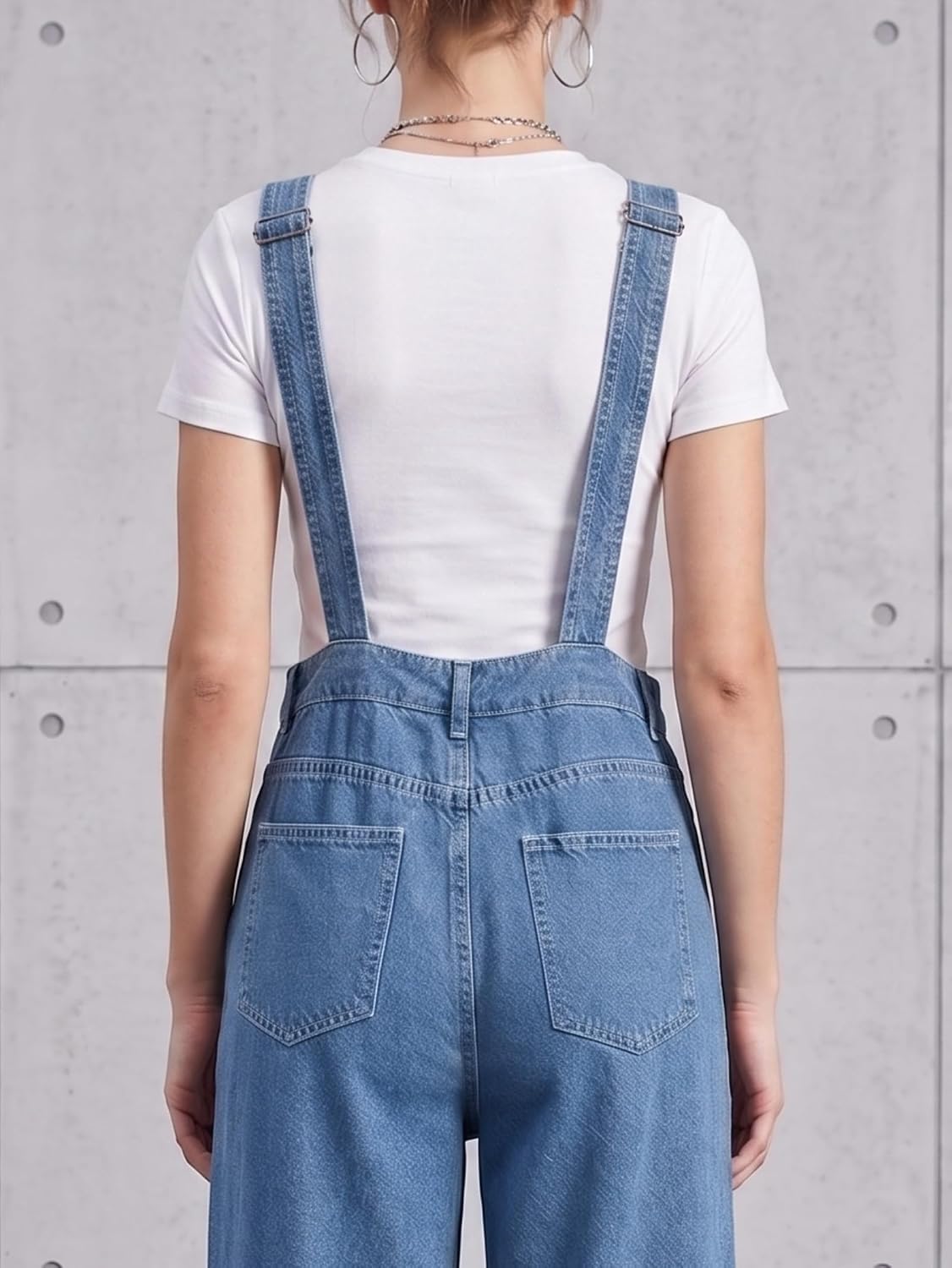 EMMIOL Women's Denim Overalls, Baggy Loose Fit Wide Leg Jumpsuit, 90s Vintage Style Overall with Adjustable Straps