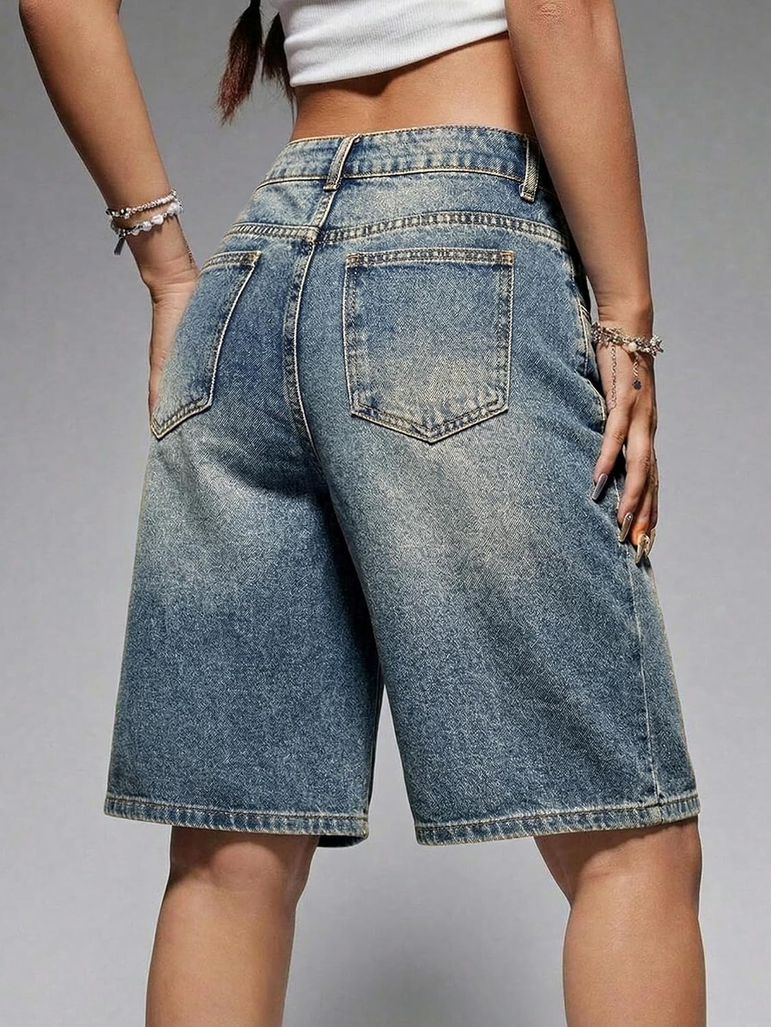 EMMIOL Women's Baggy Jean Shorts, High Waisted Denim Jorts with 4 Pockets, Y2K Casual Summer Streetwear Vacation Outfits