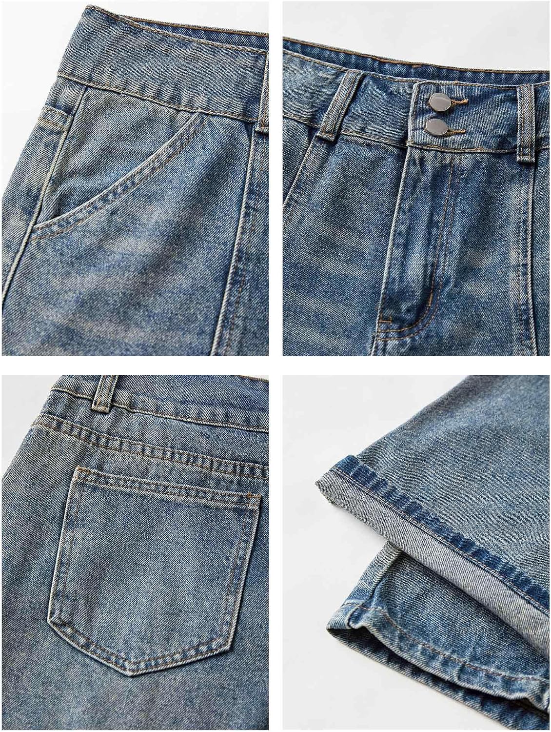 EMMIOL Women's Baggy Jean Shorts, High Waisted Denim Jorts with 4 Pockets, Y2K Casual Summer Streetwear Vacation Outfits