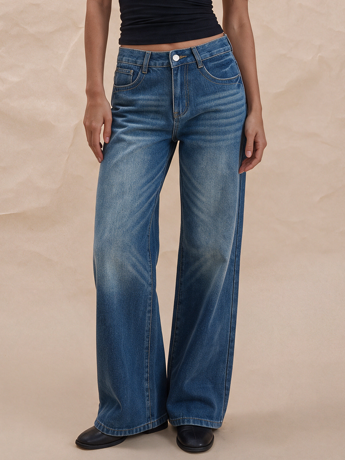 Women's High Waisted Baggy Wide Leg Jeans