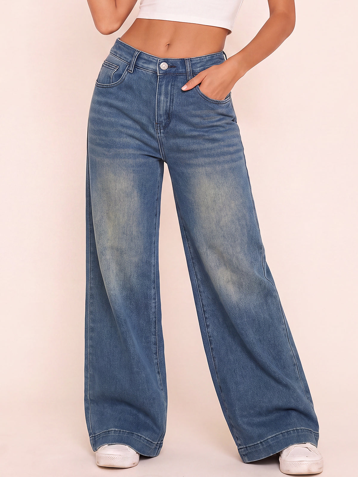Comfort-Flex Wide Leg Jeans