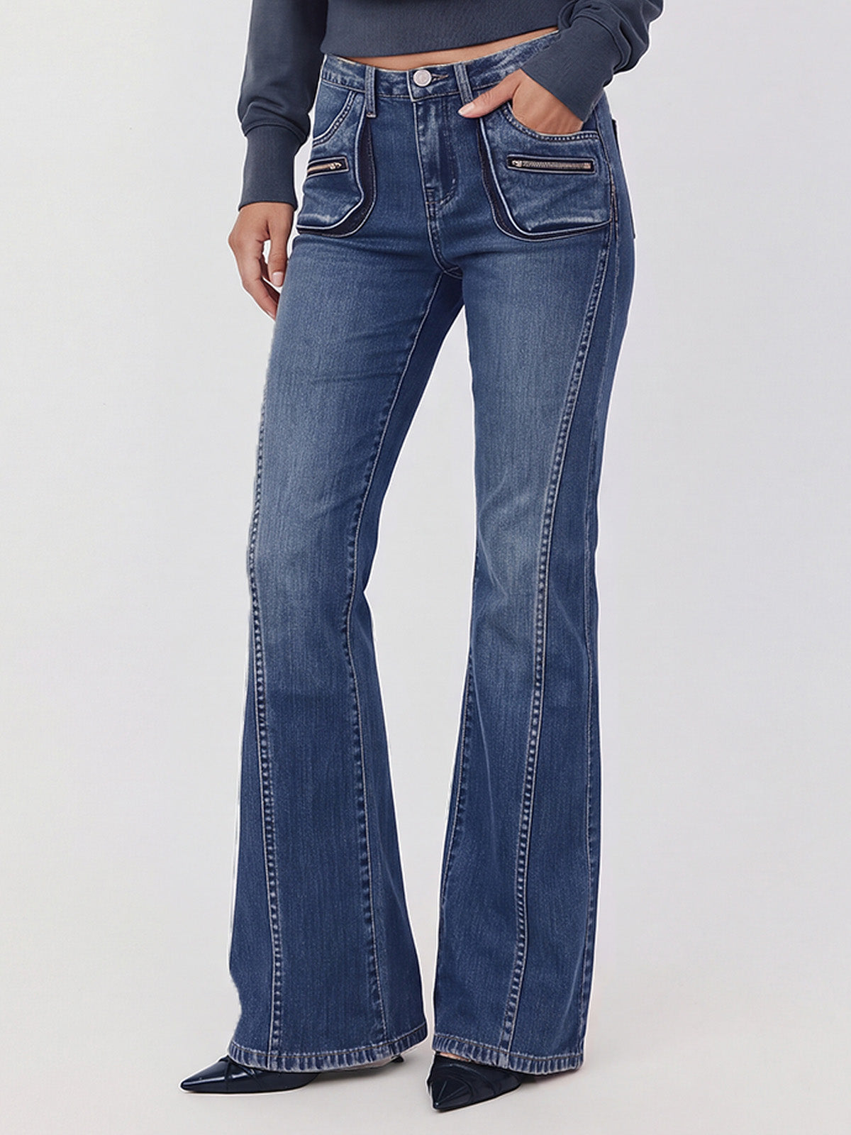 Mid-Low Rise Flare Jeans