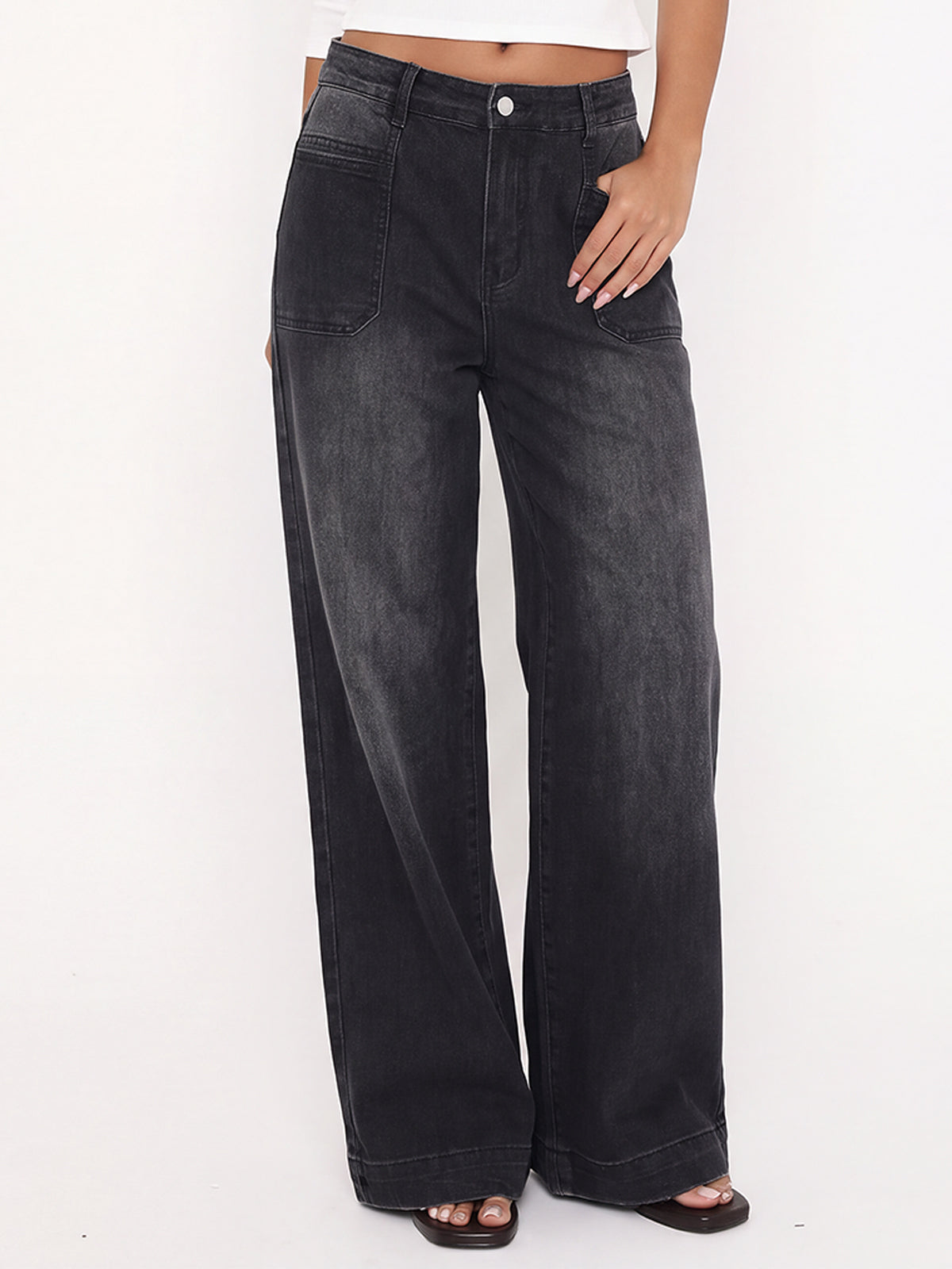 Vintage Stretch High Waist Boyfriend Baggy Wide Leg Denim Pants