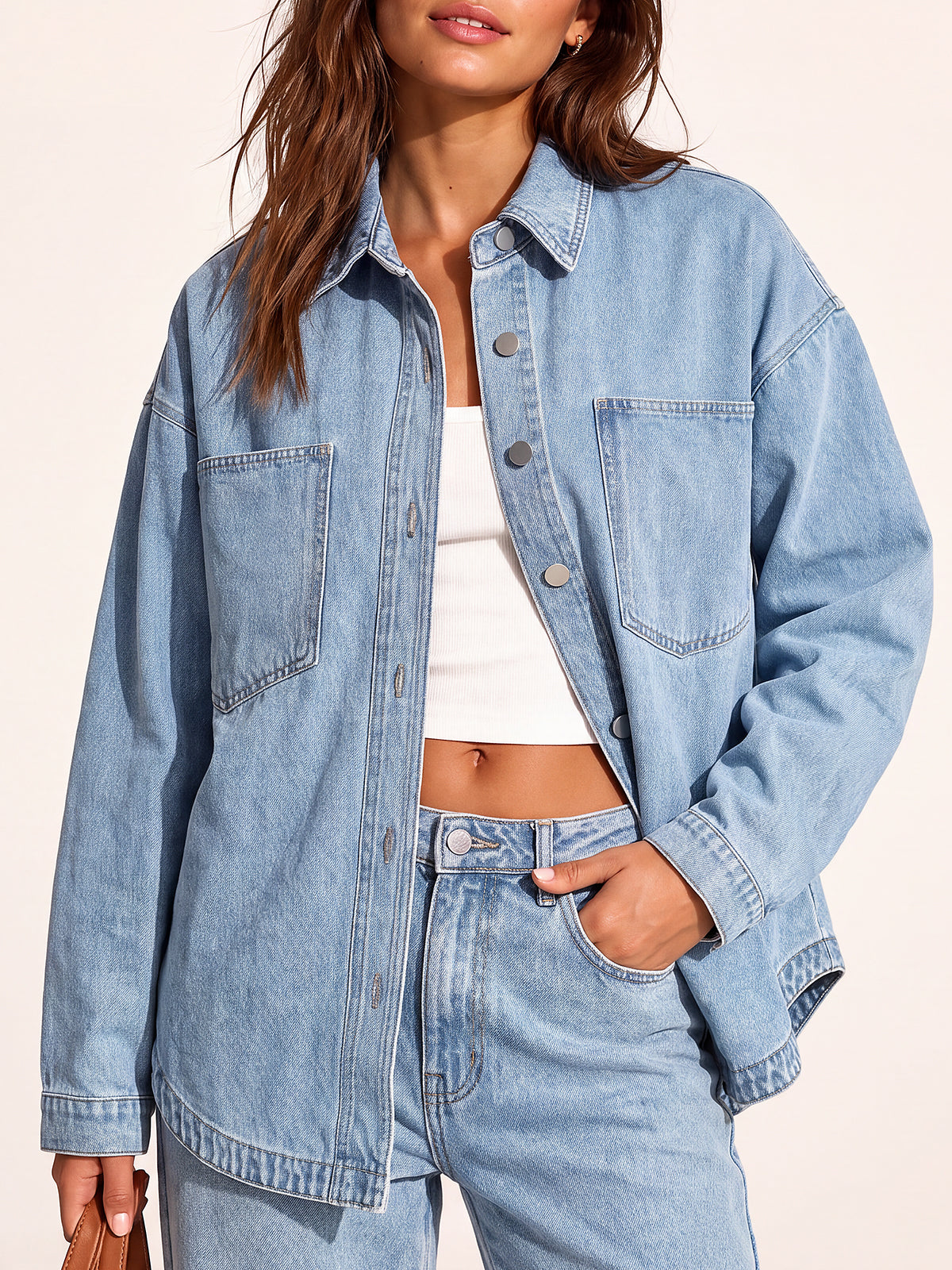 Women Denim Shirts Oversized Long Sleeve