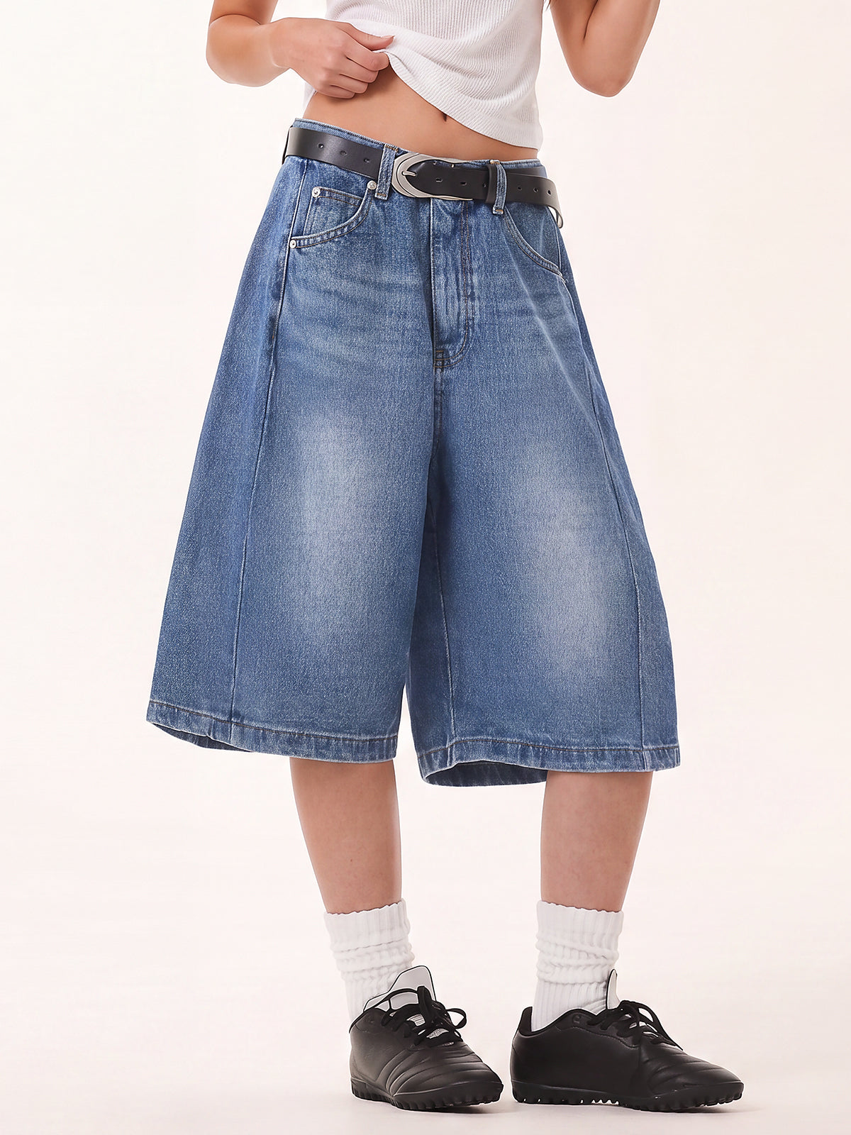 Women Baggy Y2K Wide Leg Bermuda Denim Shorts
