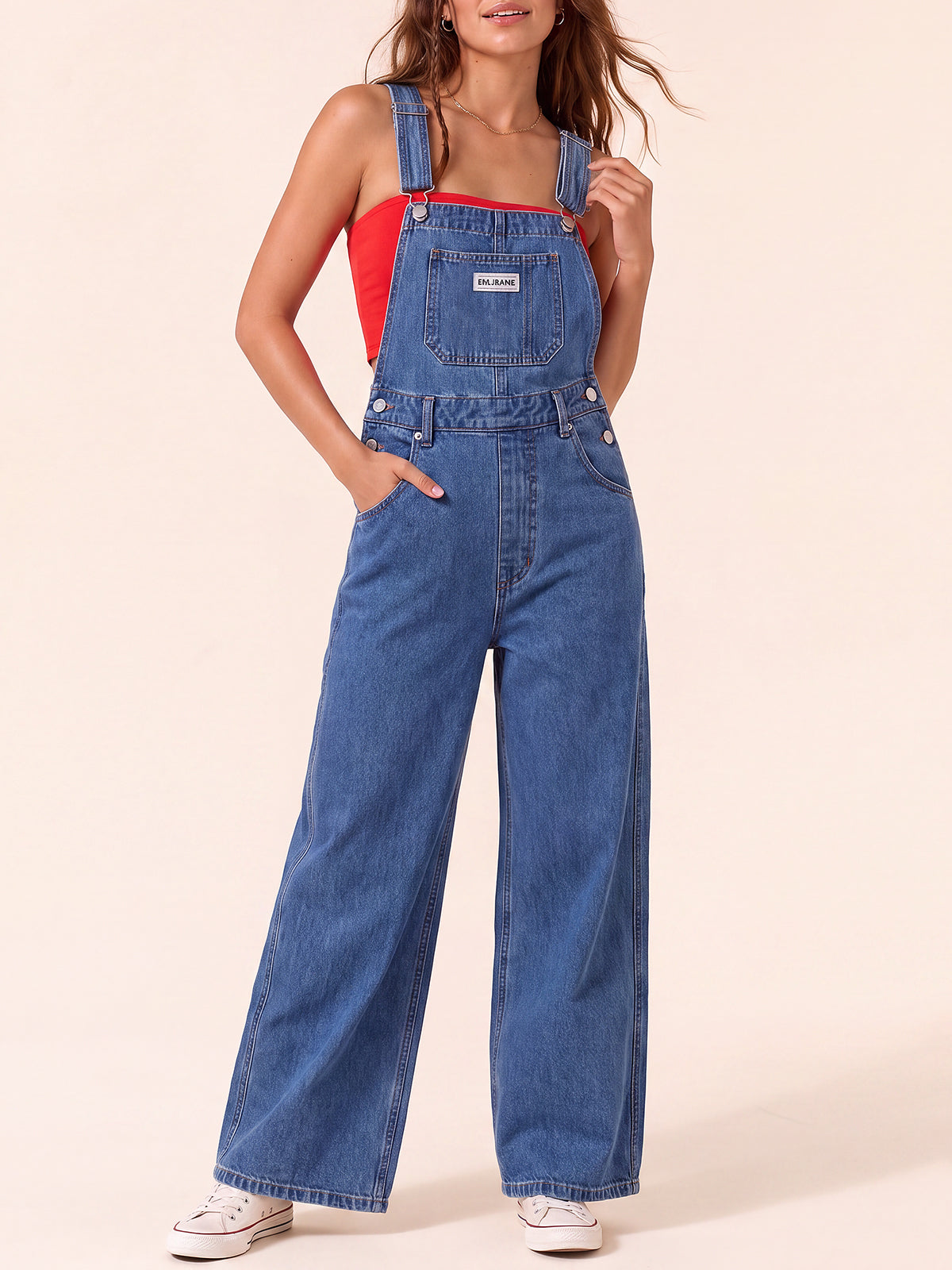 Baggy Wide Leg Denim Overalls