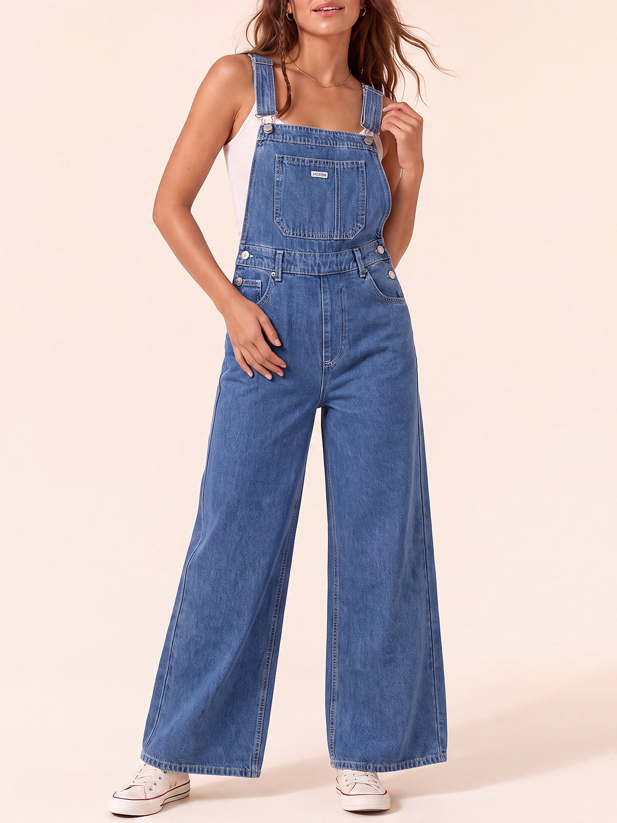 Baggy Wide Leg Denim Overalls