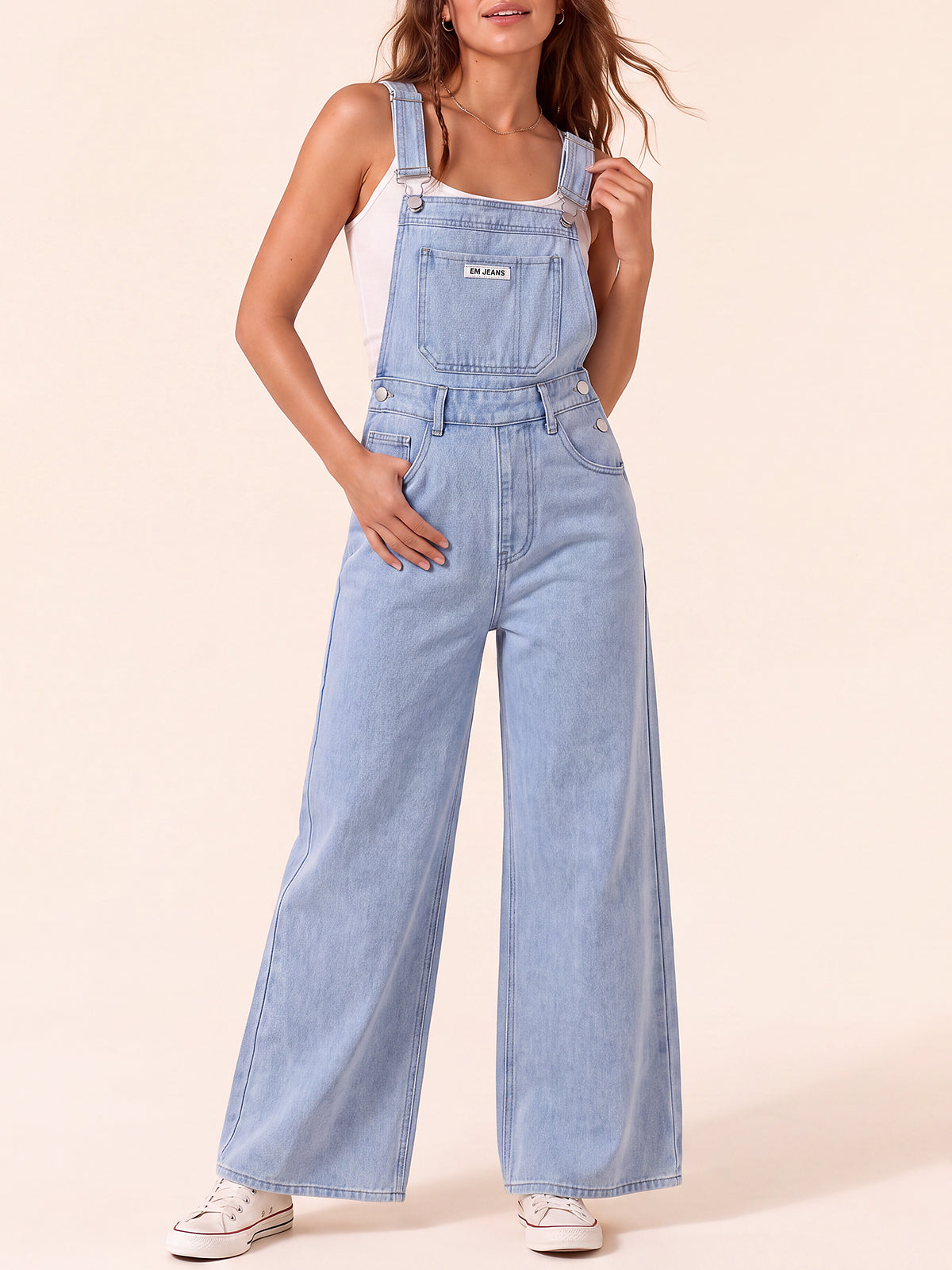 Baggy Wide Leg Denim Overalls
