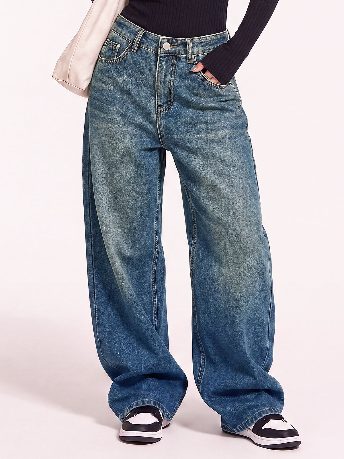 High Waist Streetwear Wide Leg Denim Pants