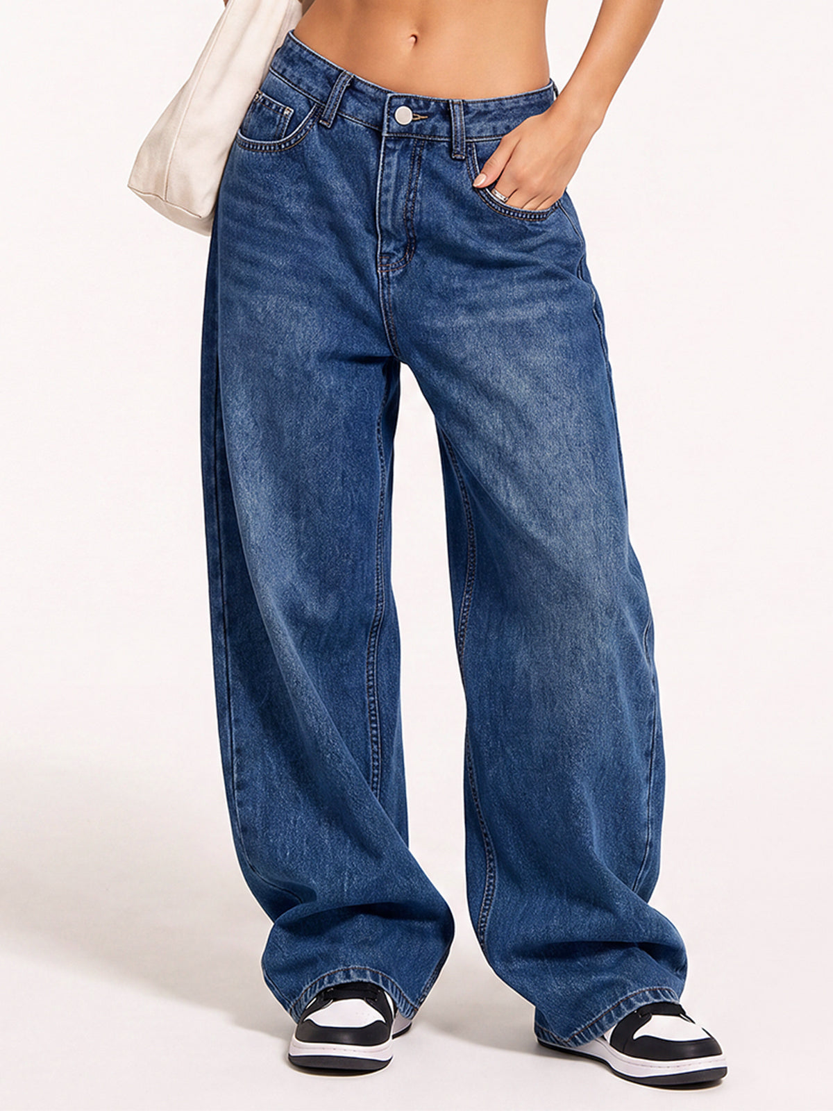 High Waist Streetwear Wide Leg Denim Pants