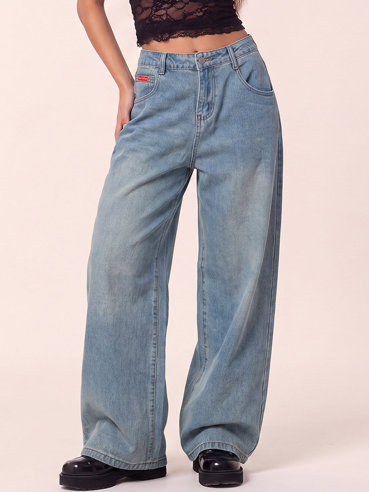 Retro Low-Rise Washed Boyfriend Jeans