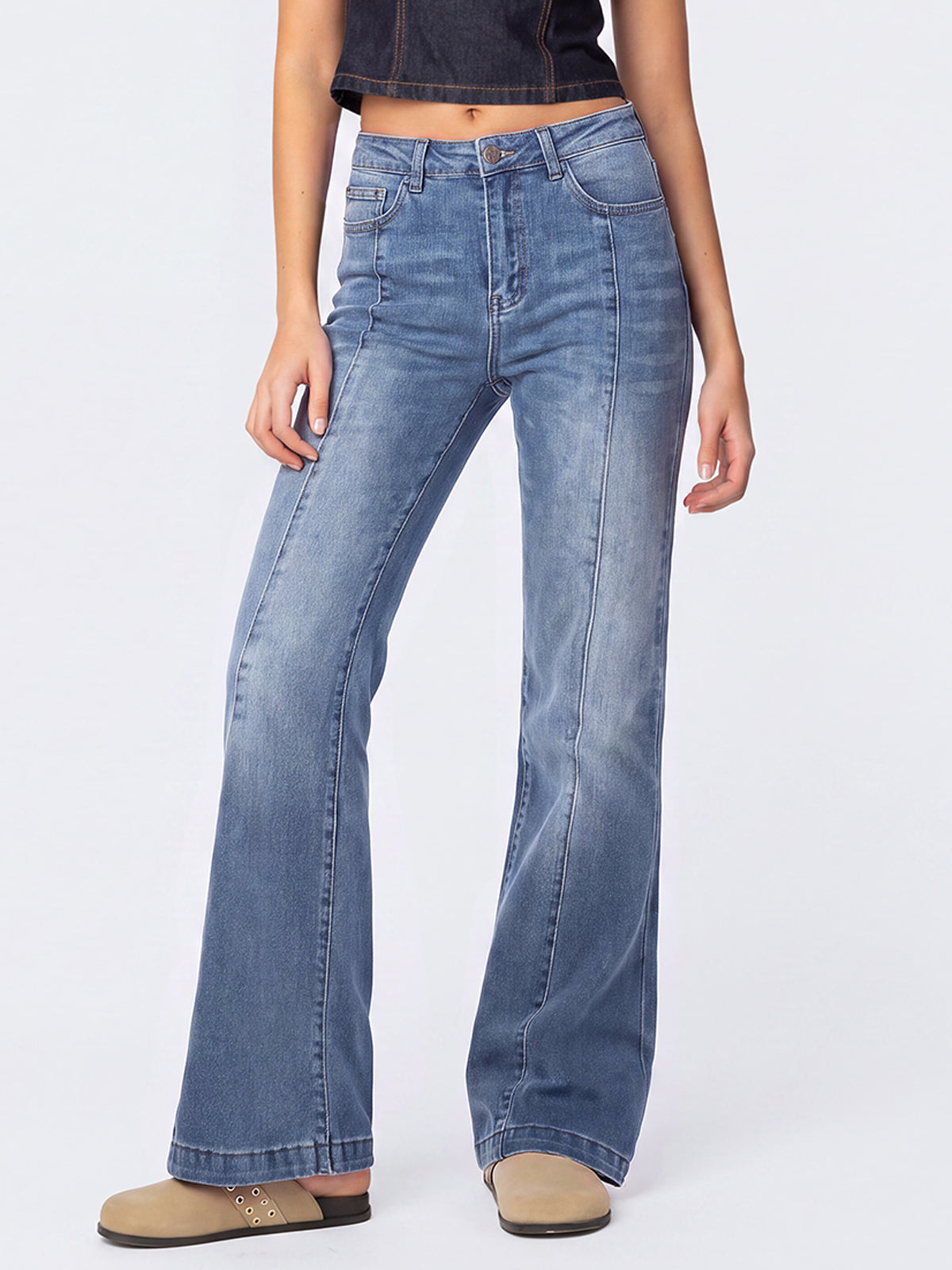 High Waisted Bootcut Flare Denim Pants