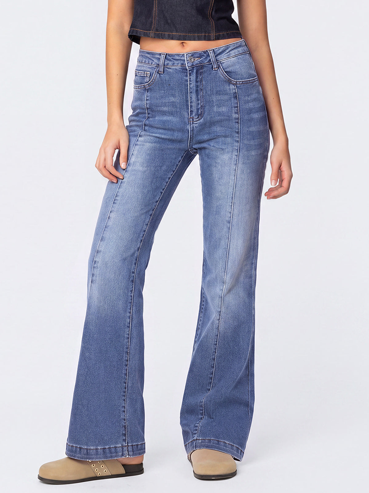 High Waisted Bootcut Flare Denim Pants