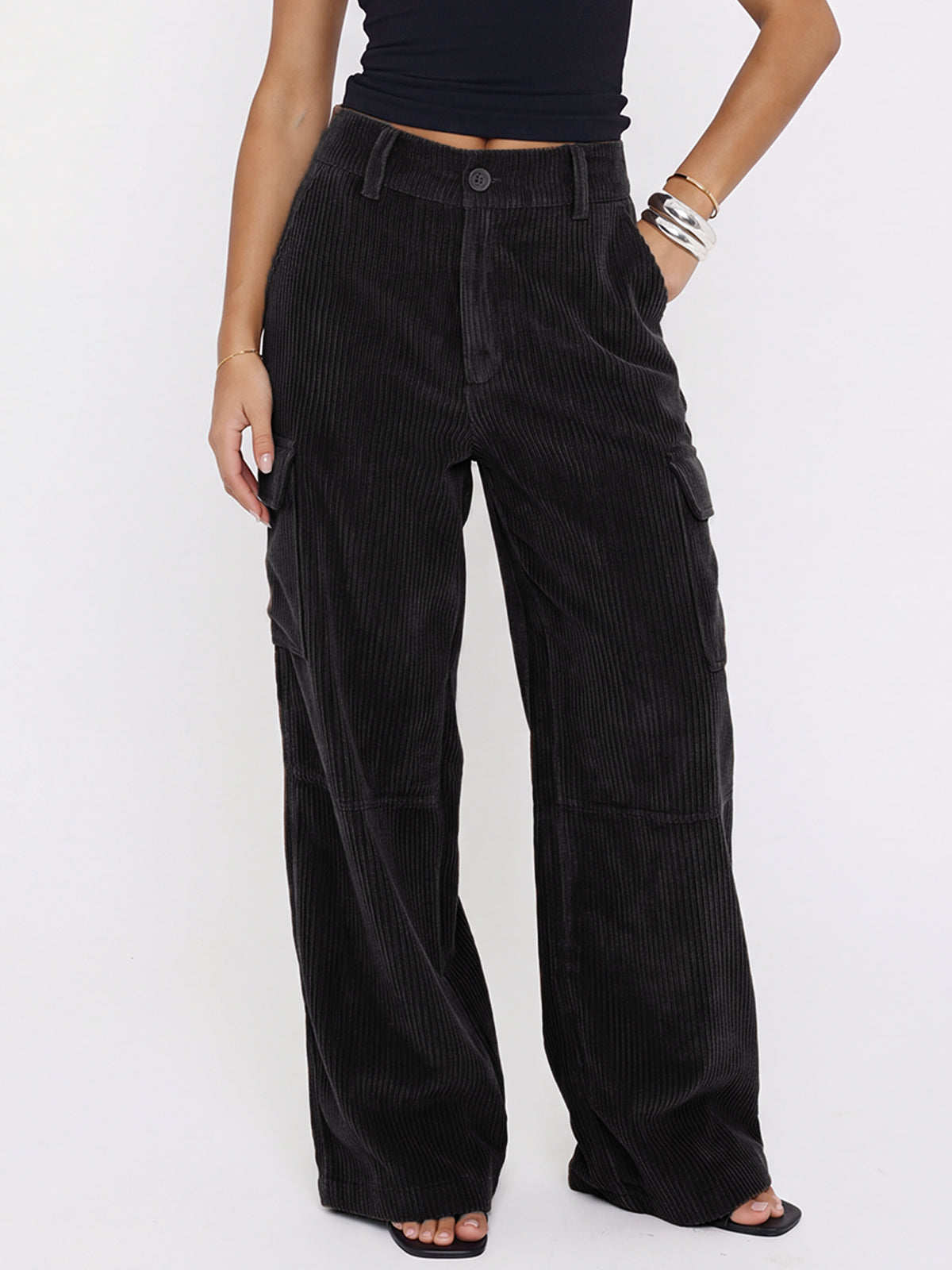 High-Waisted Corduroy Pants