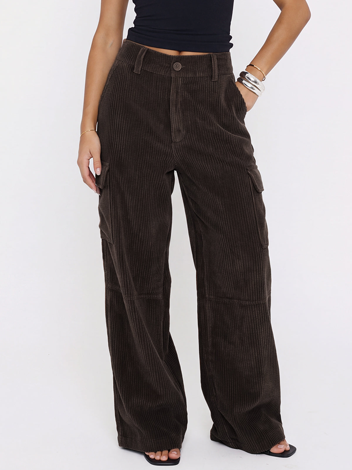 High-Waisted Corduroy Pants