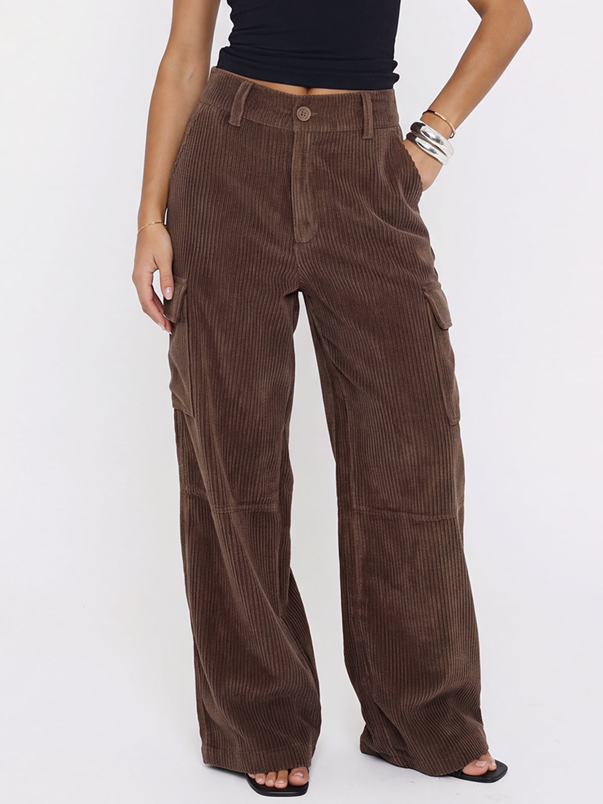 High-Waisted Corduroy Pants