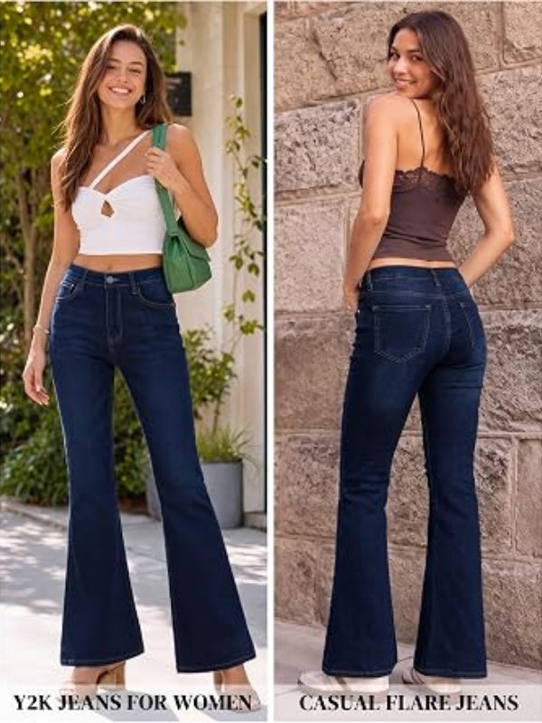 Mid Waisted Ripped Bootcut Flare Denim Pants