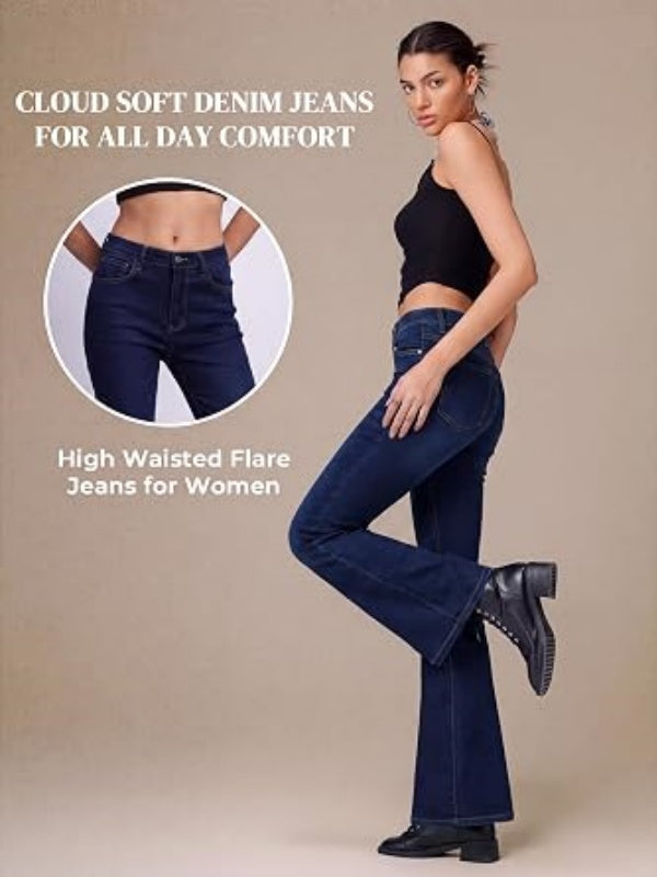 Mid Waisted Ripped Bootcut Flare Denim Pants