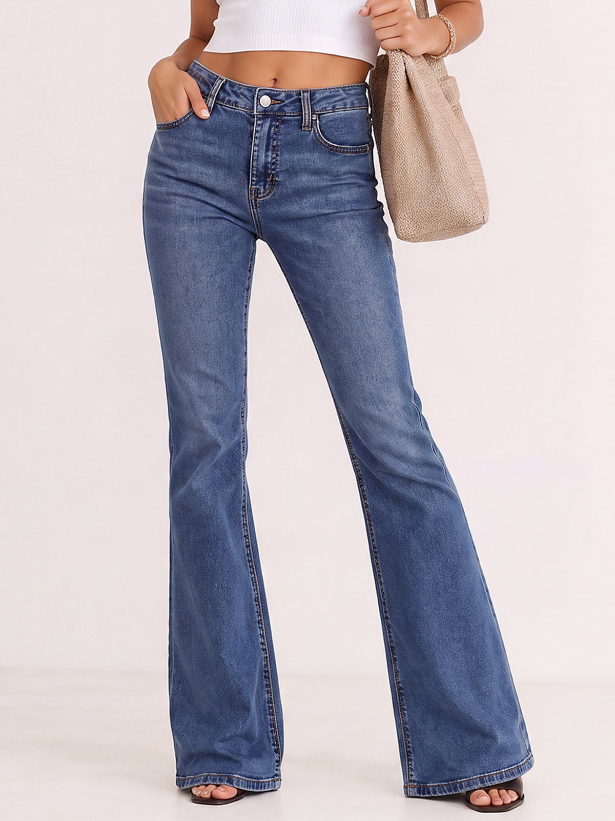 Y2K Mid Rise Stretch Bootcut Flare Denim Pants