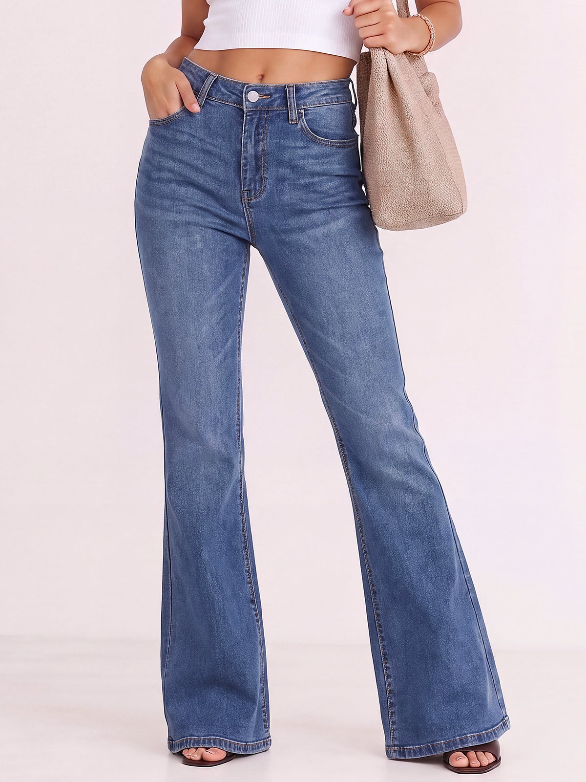 Y2K Mid Rise Stretch Bootcut Flare Denim Pants