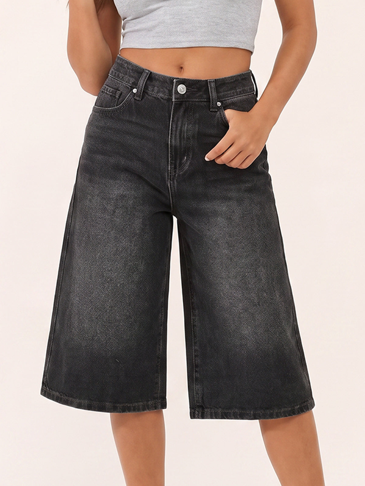 Women Mid Waisted Denim Shorts