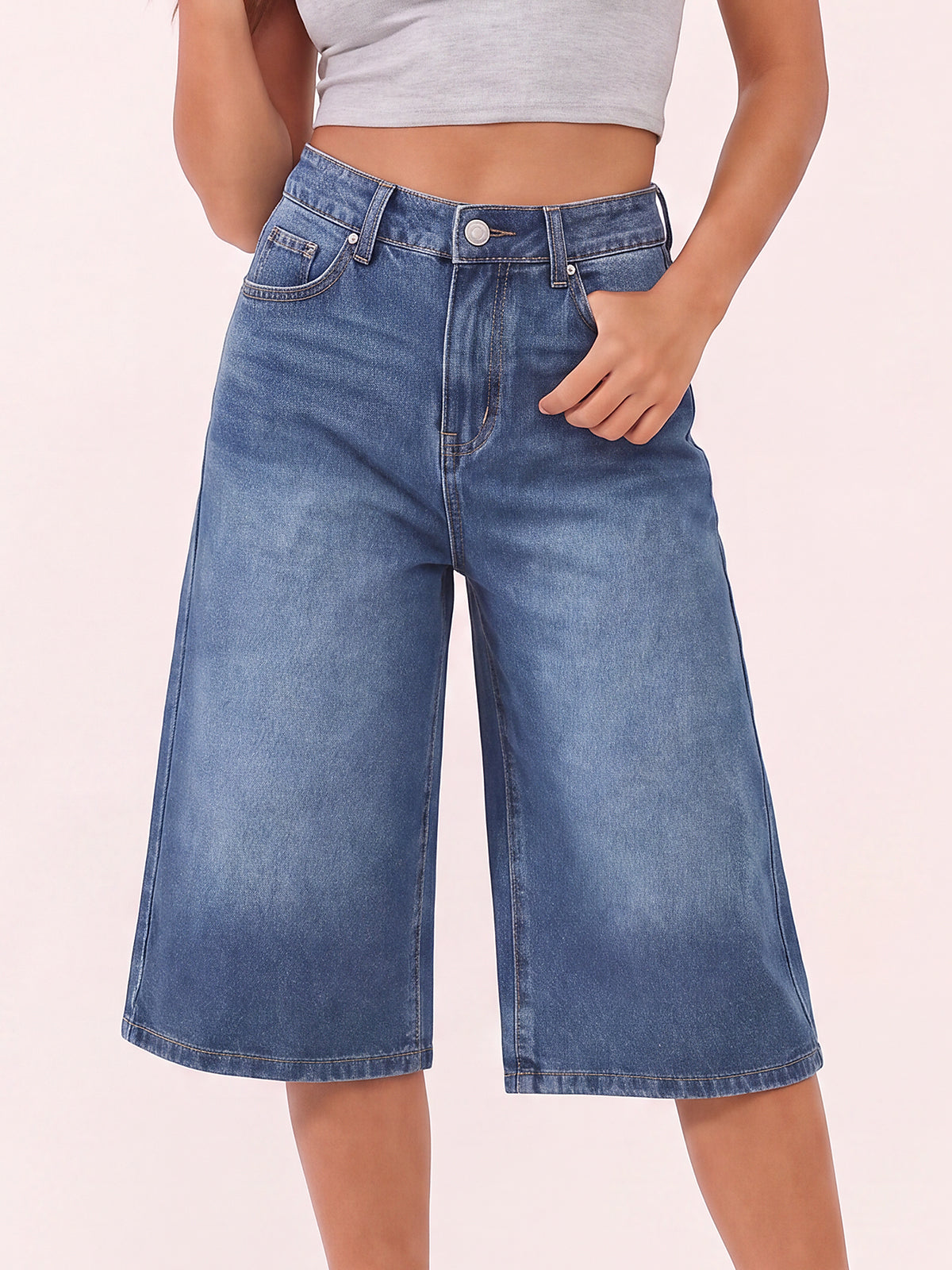Women Mid Waisted Denim Shorts