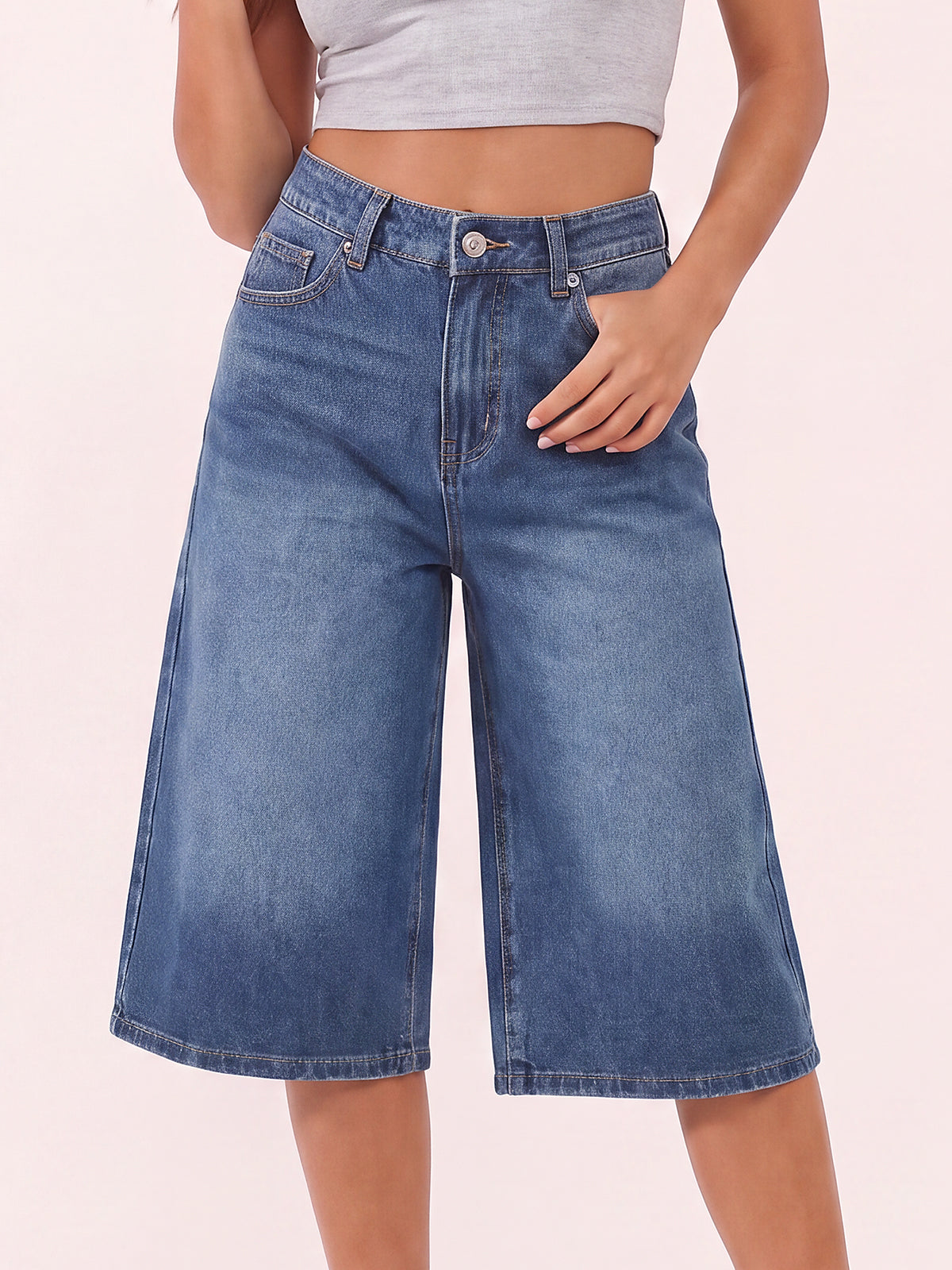 Women Mid Waisted Denim Shorts